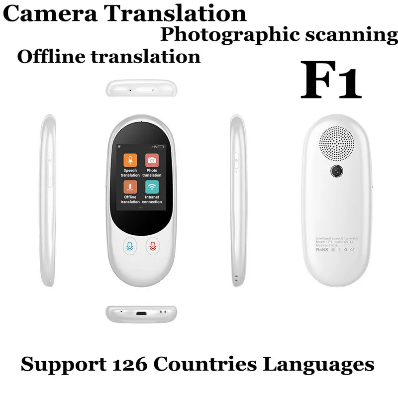 Hot Sales F1  Translator  2.4 INCH Touchscreen Camera Bluetooth Portable Smart Voice Offline+Photo Scanning Translation WIFI