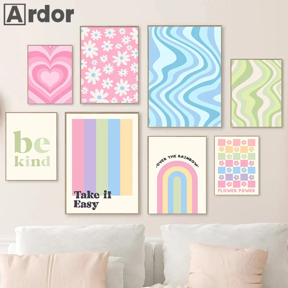 Розовая Аура градиентный постер ангел настенный художественный принт