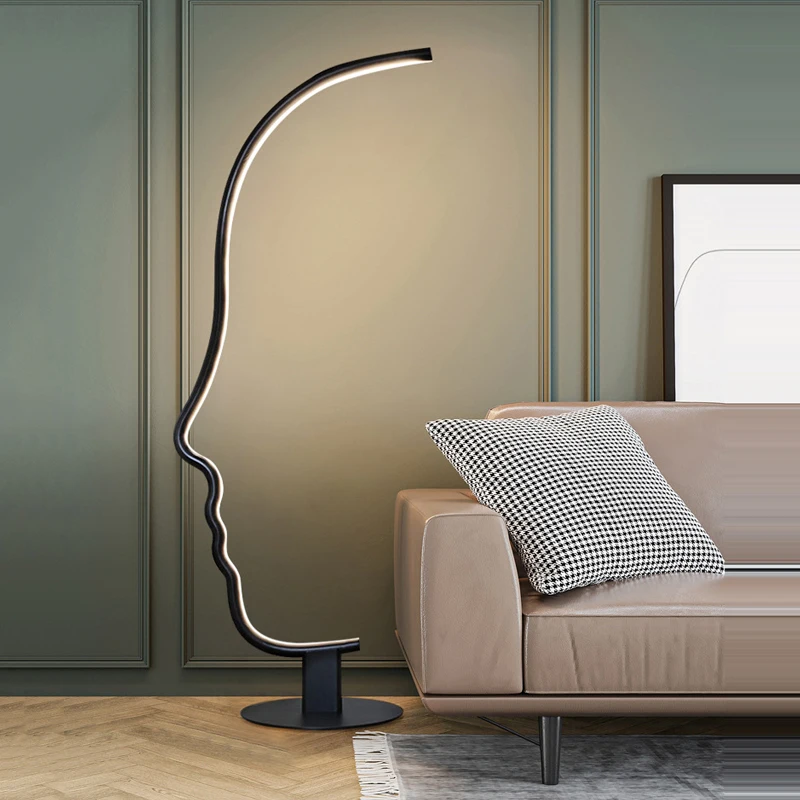 

Nordic Designer Style Human Face Art Floor Lamp Creative Living Room Sofa Bedroom Study Modern Minimalist Line Led Floor Light