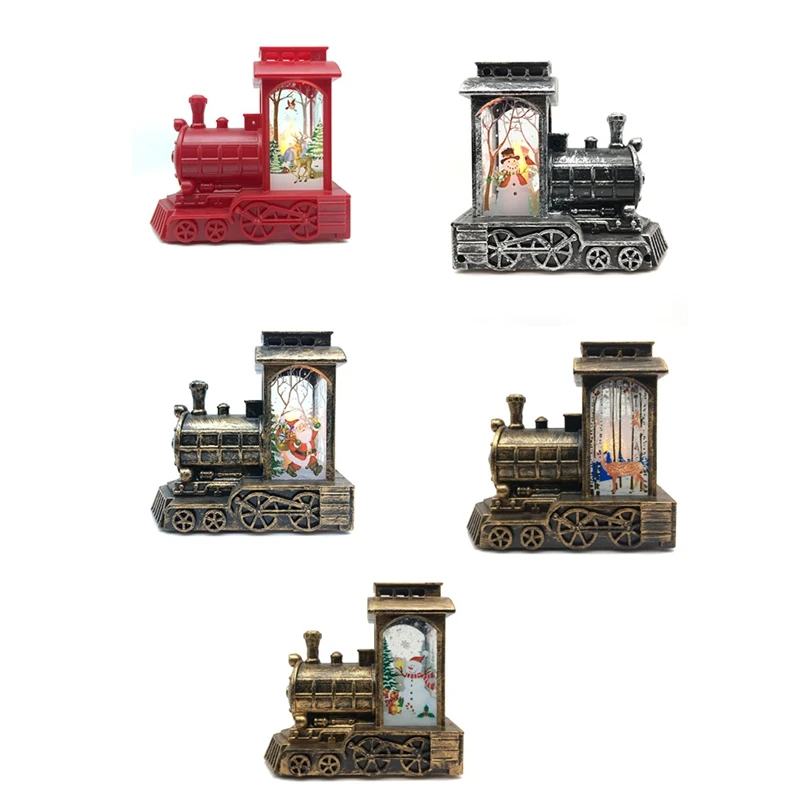 Christmas Locomotive Candle Wind Lantern Retro LED Glowing Night Light Night Light Home Decor Ornaments Gifts