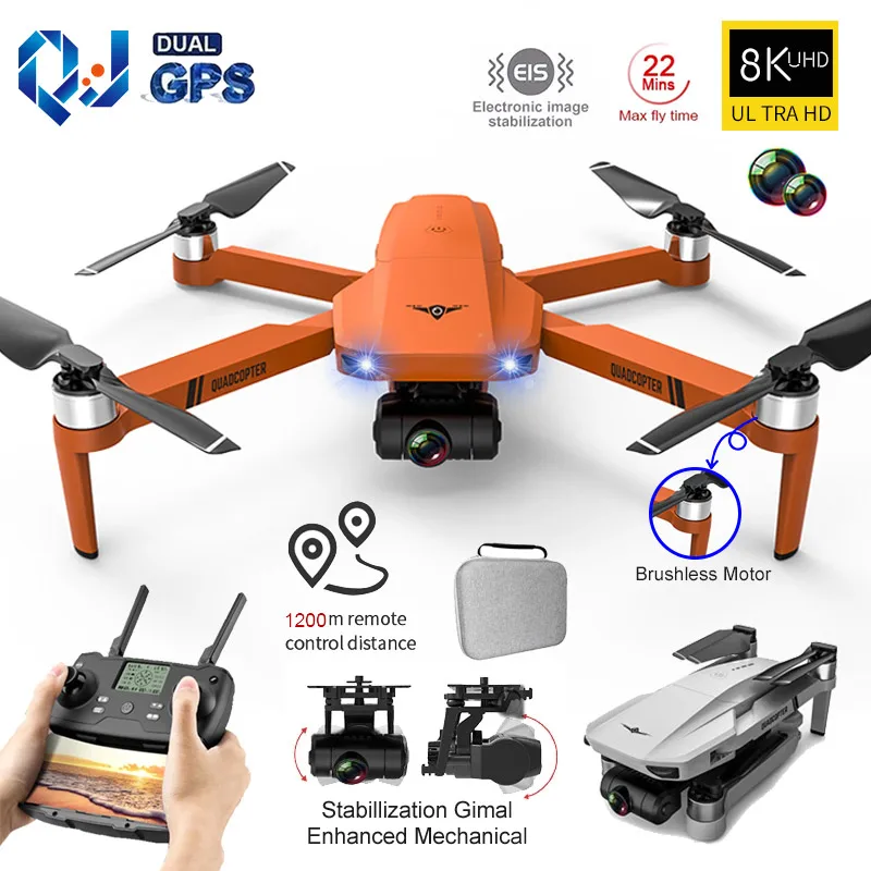 

QJ KF102 GPS Drone 8K HD Camera 2-Axis Gimbal Professional Anti-Shake Aerial Photography Brushless Foldable Quadcopter 1.2km