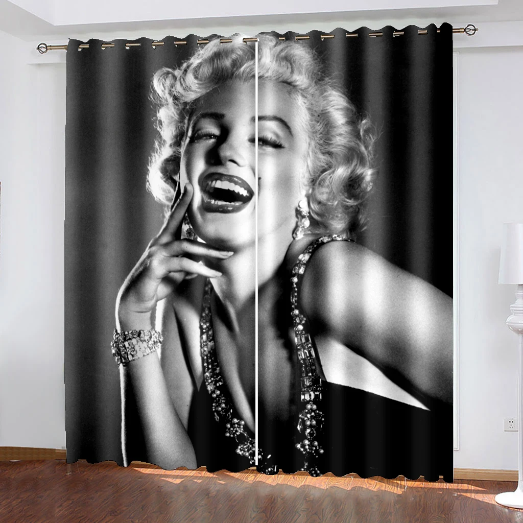 

Недорогие черно-белые классические пользовательские фотографии с 3D-принтом, сексуальная девушка Мэрилин Монро, затемняющие занавески для ...