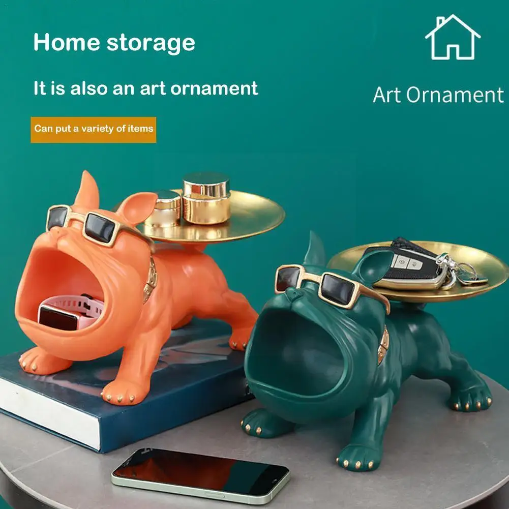 

Big Mouth French Bulldog Butler Storage Box With Tray Ornament Decor Decoration Craft Figurine Home Animal Sculputre Nordic Z7H8