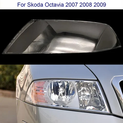 Чехол для фары Skoda Octavia 2007 2008 2009, прозрачный пластиковый абажур, замена оригинальных линз из плексигласа