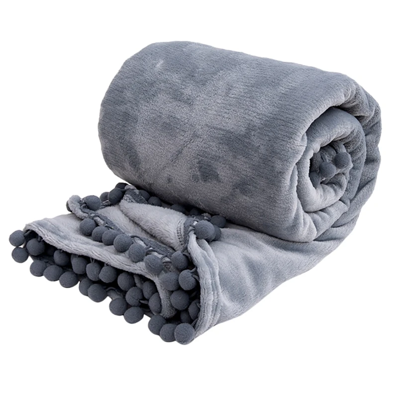 

Soft Shaggy Throw Blanket With Balls Warm Winter Solid Color Bedspread On The Bed Decorative Sofa Fluffy Blanket