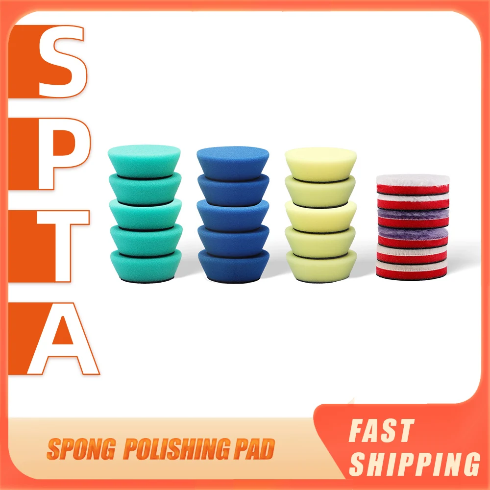SPTA 21Pcs 1/2/3 Inch Buffing Sponge Pad Set Small Area Deta