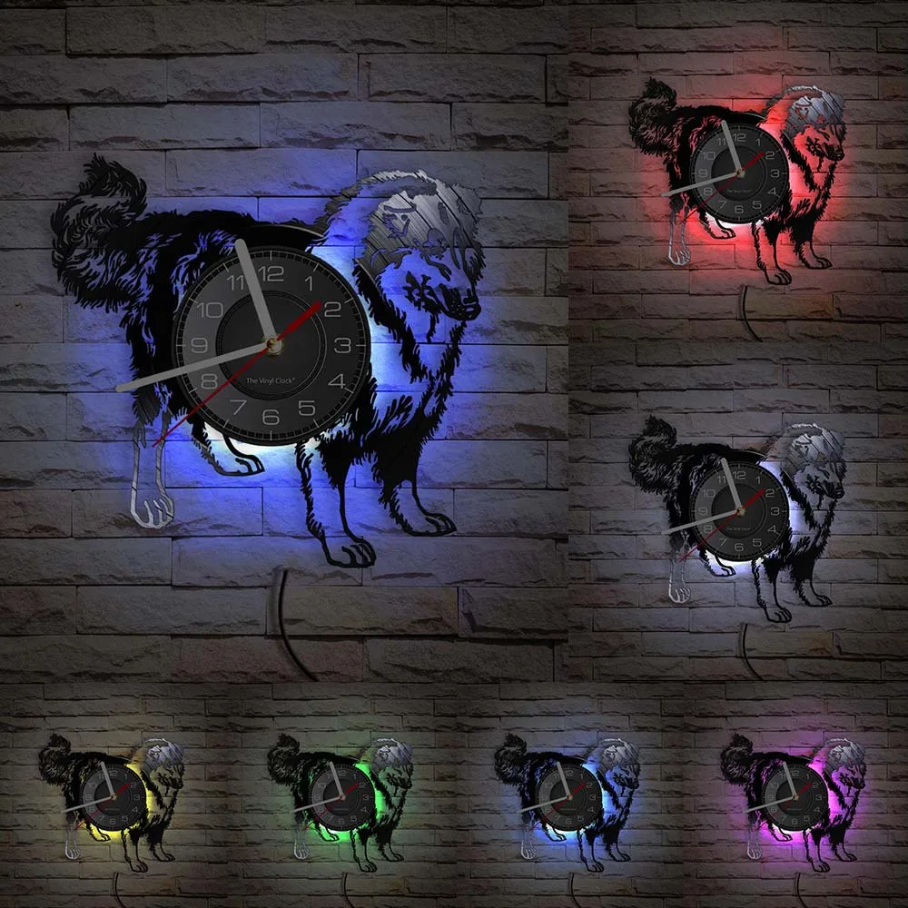 Настенные часы с изображением собаки шнауцера клуба колли настенные виниловой