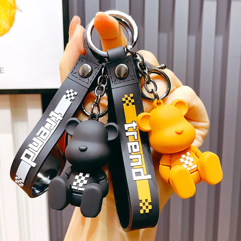 

Solid Color Bear Pendant Fashion Cartoon Bags Accessories Boys Girls Key Buckle Phone Small Cute Ornament Women Anime Key Ring