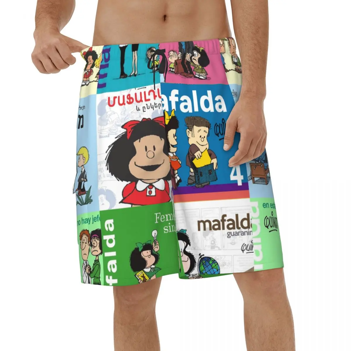 

Mafalda Cartoon Shorts Quick Dry Mens Swimming Shorts Anime Beach Male Briefs