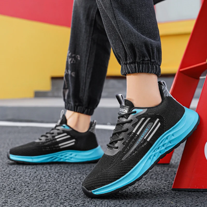 Men Shoes Lace-Up Men Sneakers Breathable Casual Sports Shoes Man Outdoor Running Shoes Fashion No Slip Mesh Sneaker Male