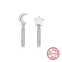 1 pair sweet moon and star charm 925 sterling silver ear studs fashion fine jewelry luxury design earrings