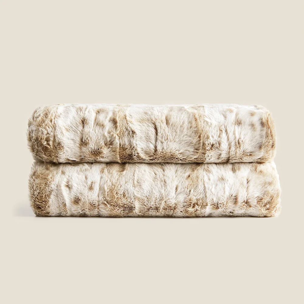 

Soft Fuzzy Faux Fur Throw Blanket Double Layer Nap to Warm Knees Sofa Mink Plush Leopard Throws Cozy for Bed Couch Decor