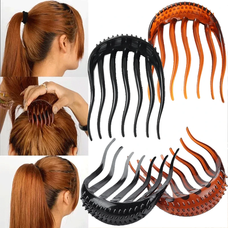 

New Women Hair Comb Styling Clips 1Pcs Fluffy Stick Bun Hairpins Plastic Braid Tool Ponytail Bump It UP Insert Hair Barrettes