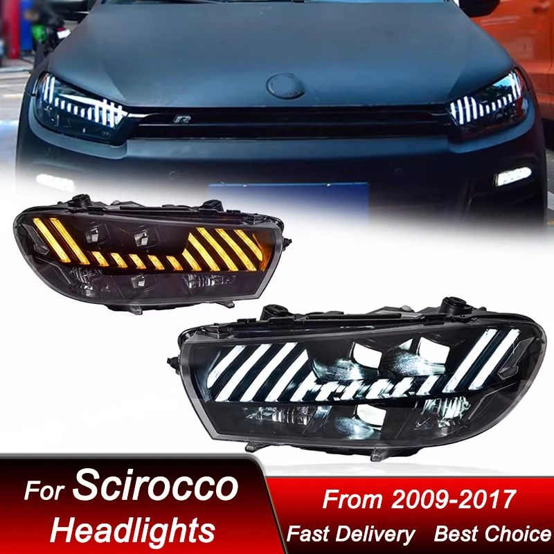 Автомобильные фары для VW Scirocco 09-17 RS стиль светодиодный автомобильная фара в сборе