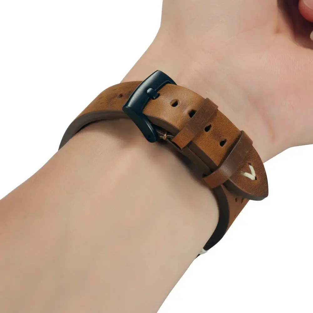Watchband Strap 18mm 20mm 22mm Quick Release Watch Strap Belt Cowhide Handmade Black Dark Brown Vintage Oil Wax Leather