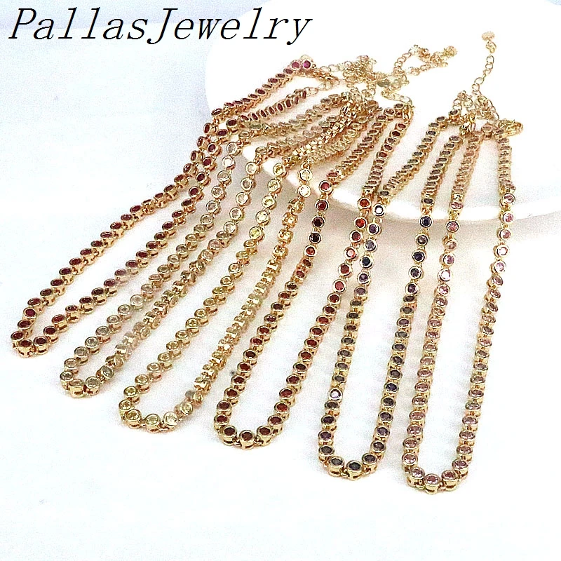 Ожерелье с подвеской из фианита для женщин и девушек, колье из латуни с кристаллами фианита, теннисная цепь, 5 шт.