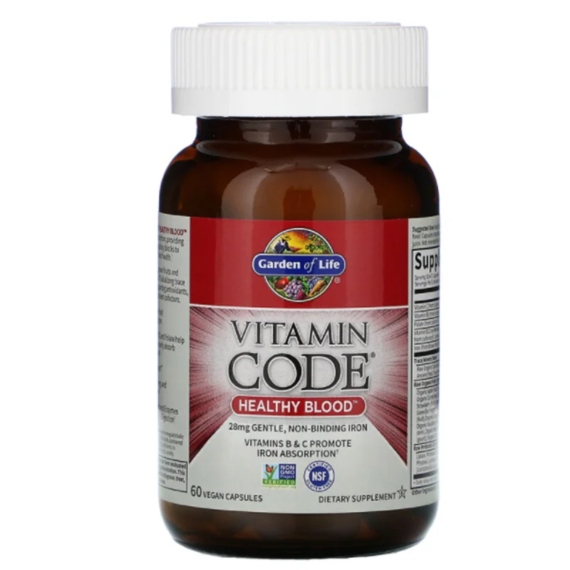 

Garden of life, Vitamin code, healthy blood, 60 Caps/bottle