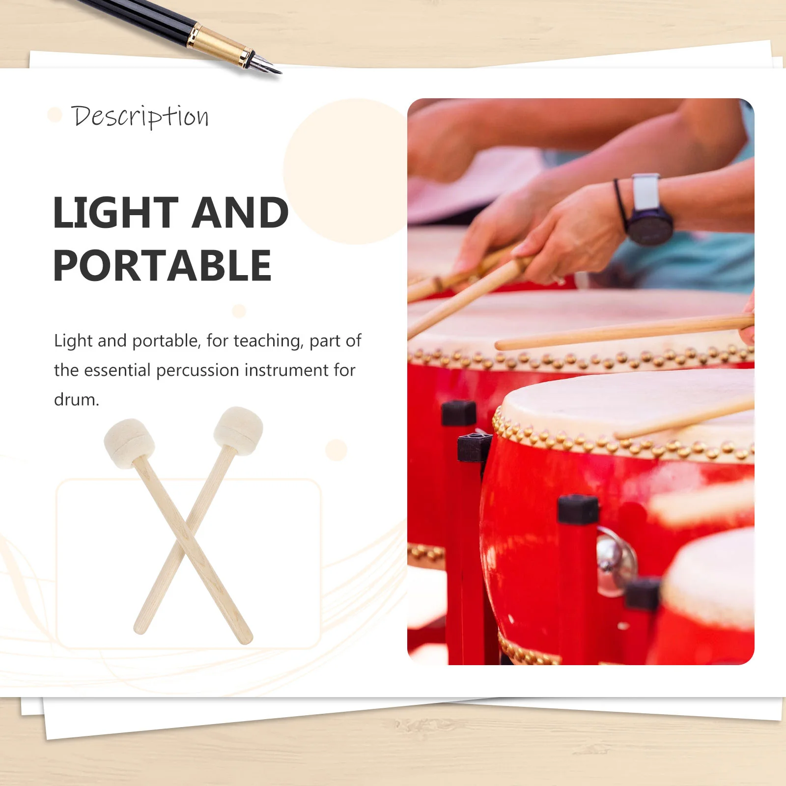 Барабанная палочка из шерстяного фетра практичный и полезный ударный инструмент