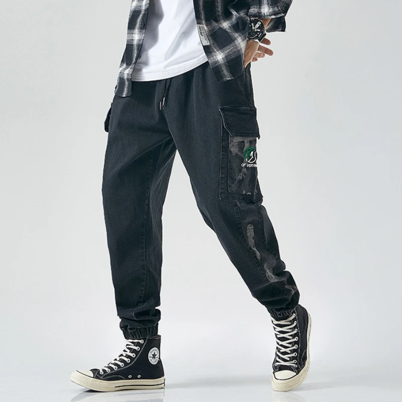 

Брюки-карго в стиле хип-хоп, Модные шаровары в стиле Харадзюку, уличная одежда, повседневные мешковатые джинсы, спортивные брюки с несколькими карманами, джинсы для мужчин