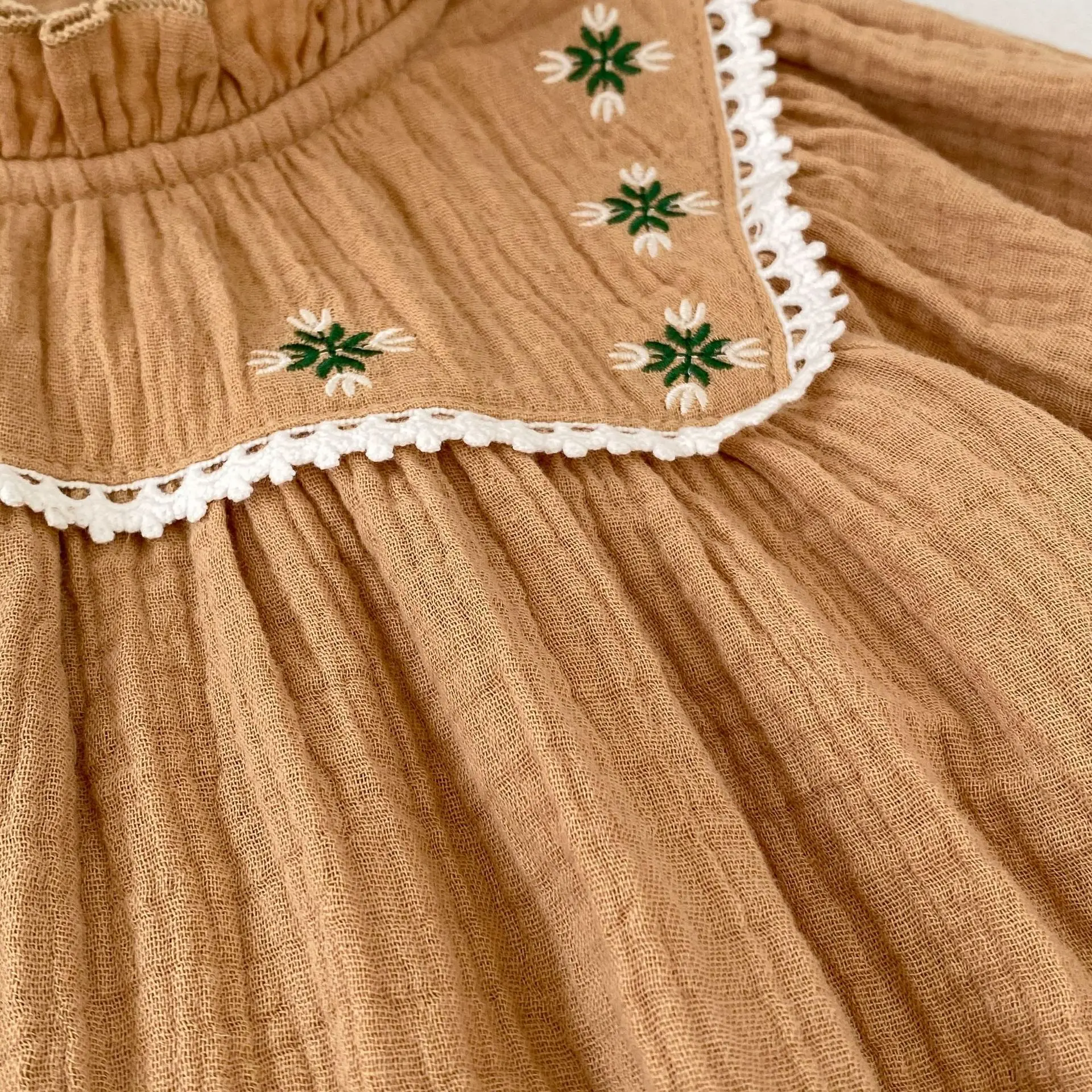 Angoubebe 555H147 для маленьких девочек новинка 2023 года осенняя вышивка с длинным