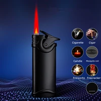 metal windproof red flame lighters smoking inflatable strong jet torch cigarette lighter tobacco accessories dropship suppliers
