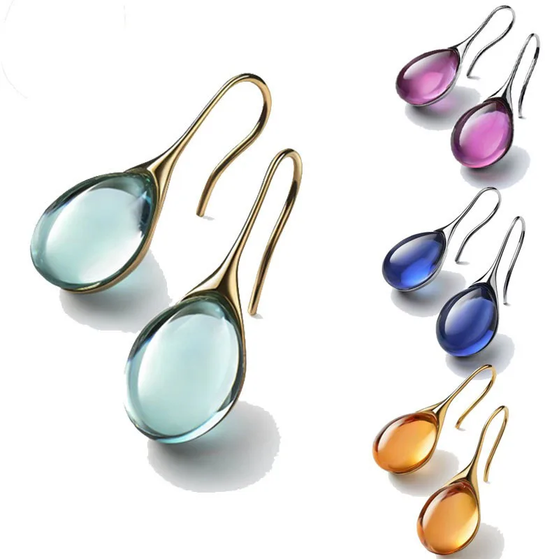 

Retro Opal Pendant Earrings New Temperament Inlaid Water Drop Hook Earrings Simple Earrings Female Wedding Engagement Jewelry