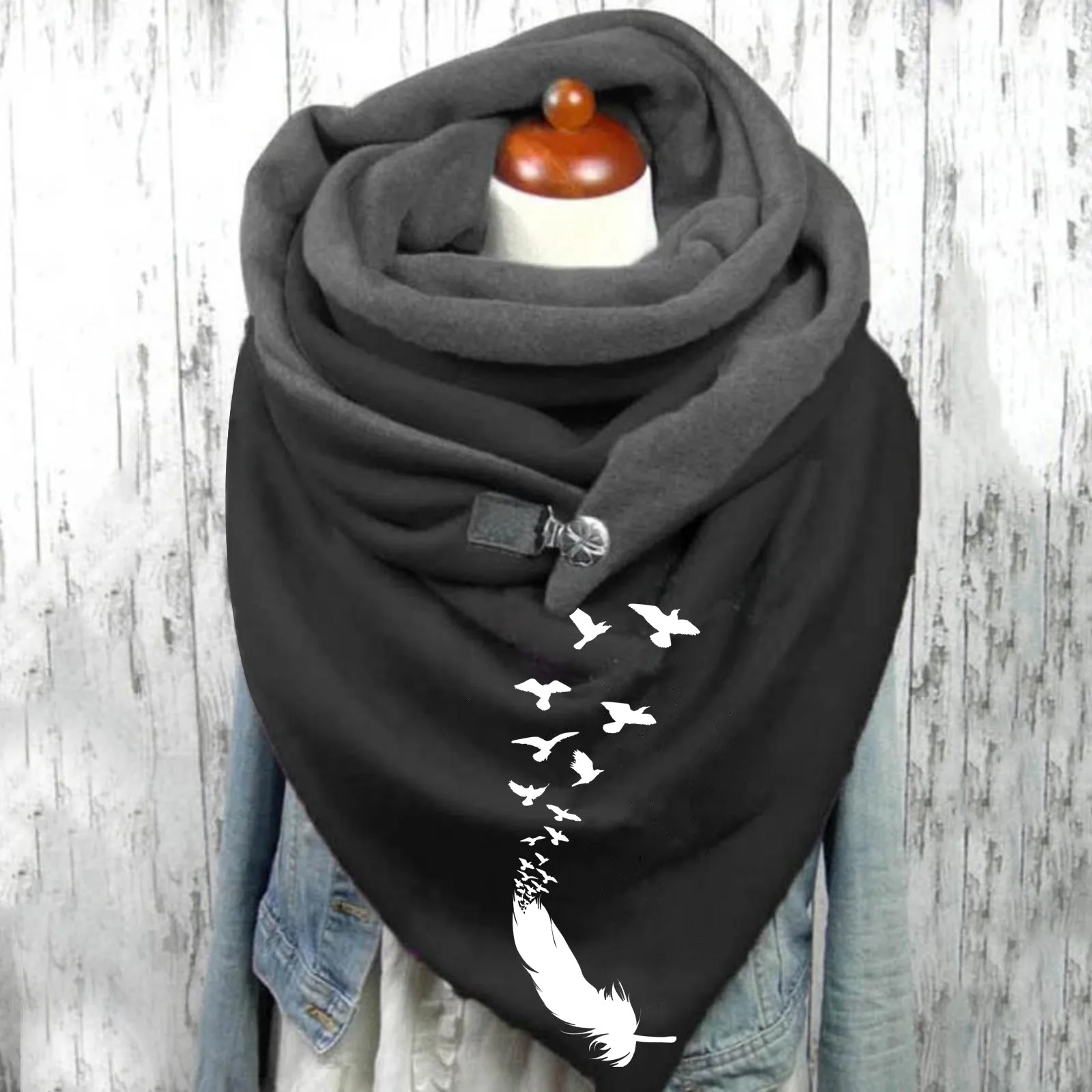 

Women's Fashion Scarf Cotton Print Warm Button Soft Wrap Scarve Shawls White Shawl Wrap Blue Warm Scarf