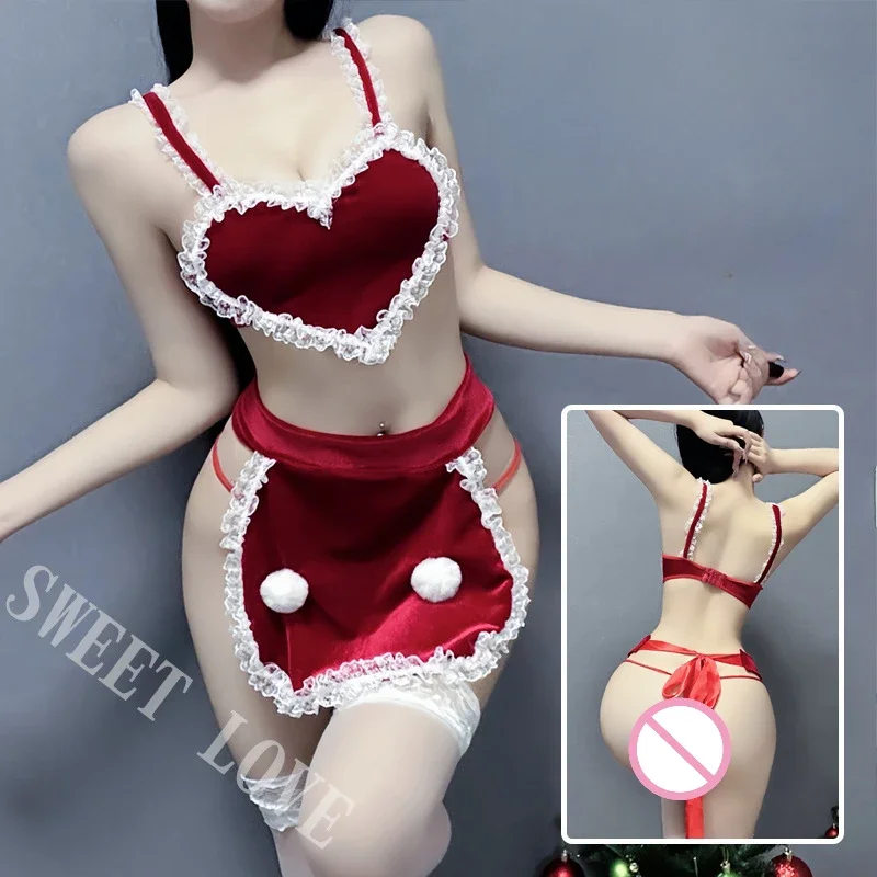 

Christmas Lingerie Velvet Temptation Maid Uniform Love Plush Set Christmas Gift Passion Set Role-playing Servent Cosplay Outfits