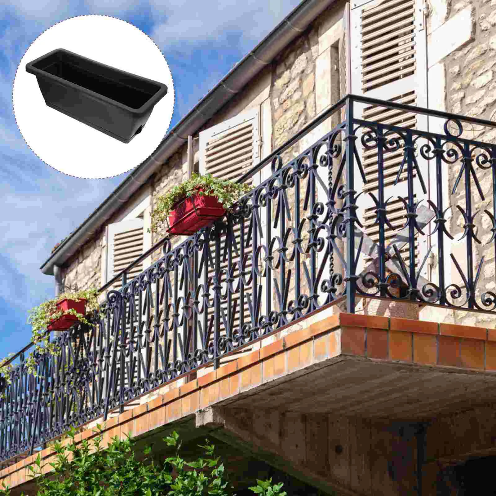 

2Pcs Rectangular Flower Pot with Trays Window Box Watering Container with Drainage Hole Vegetables Flower Pot for Vegetables