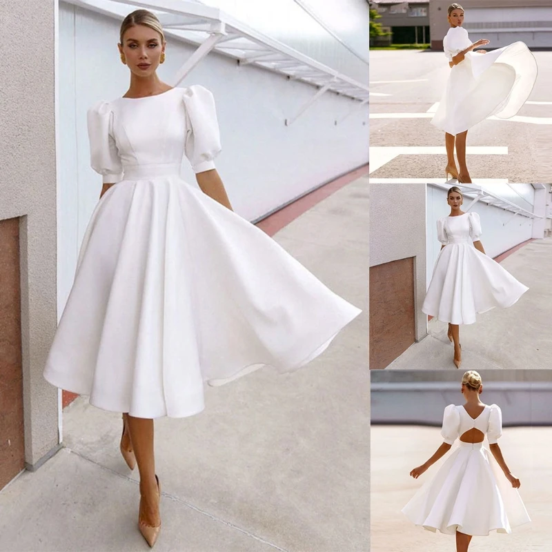 

Женское платье-миди на пуговицах, с коротким рукавом