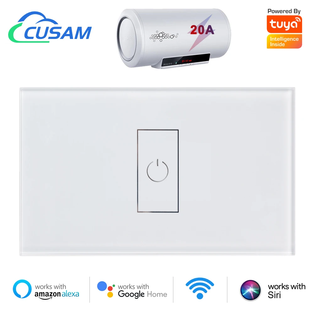 

Smart Boiler Switch High Power Circuit Breaker 4400W 20A Manual Touch/Tuya App Remote Control Works with Alexa Google Home Siri