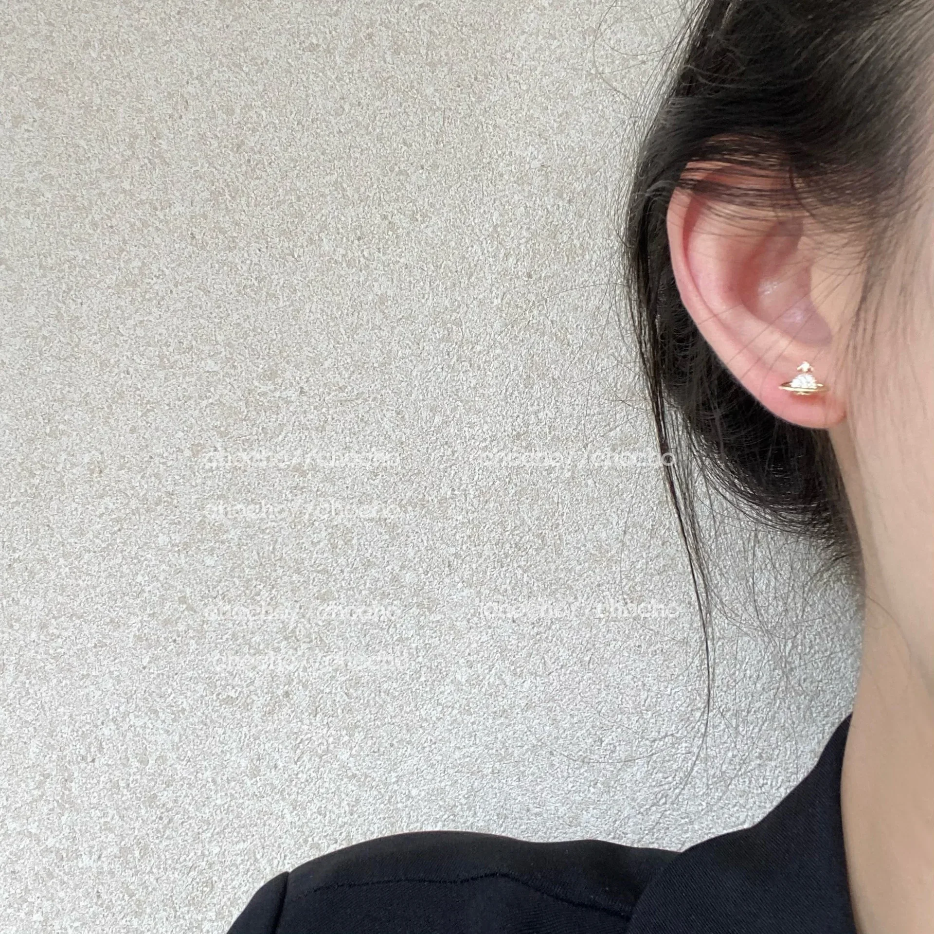 Новый нишевый дизайн маленькие серьги вставки Сатурна с цирконом S925 серебряные