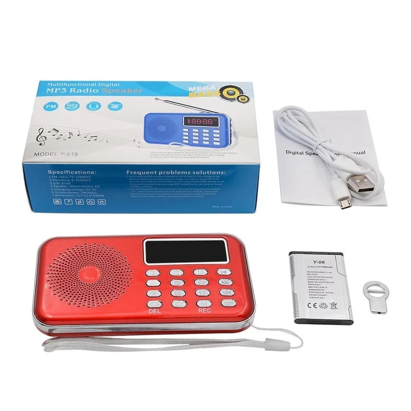 Портативный многополосный мини-радиоприемник FM стерео динамик рекордер MP3-плеер