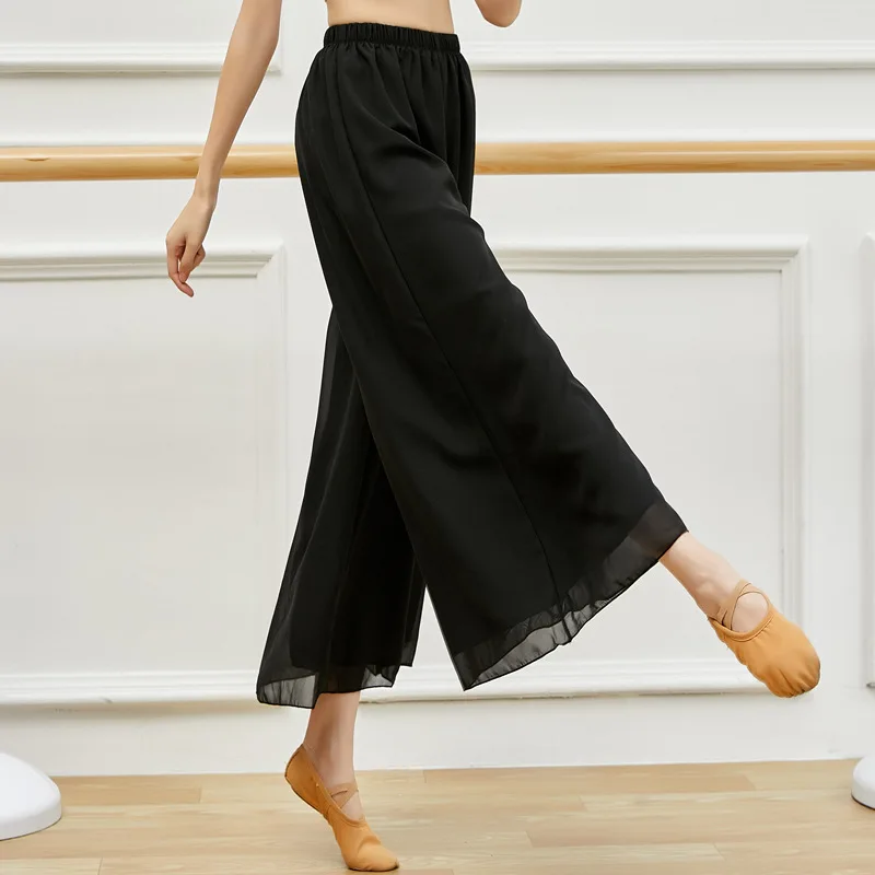 Double-layer Chiffon Women Pajamas Home Clothes Loose Casual Solid Full Pants Leg Wide High-waisted Pants Dance Woman Clothing