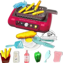 20Pcs Pretend Play Toys for Kids Kitchen Toys with Light Sound BBQ Cooking Toys Set Kitchen Sets Play Food Induction Cooker
