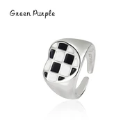 green purple sterling silver 925 ring trend heart love enamel ring open for women free size korean style silver jewelry j 1129