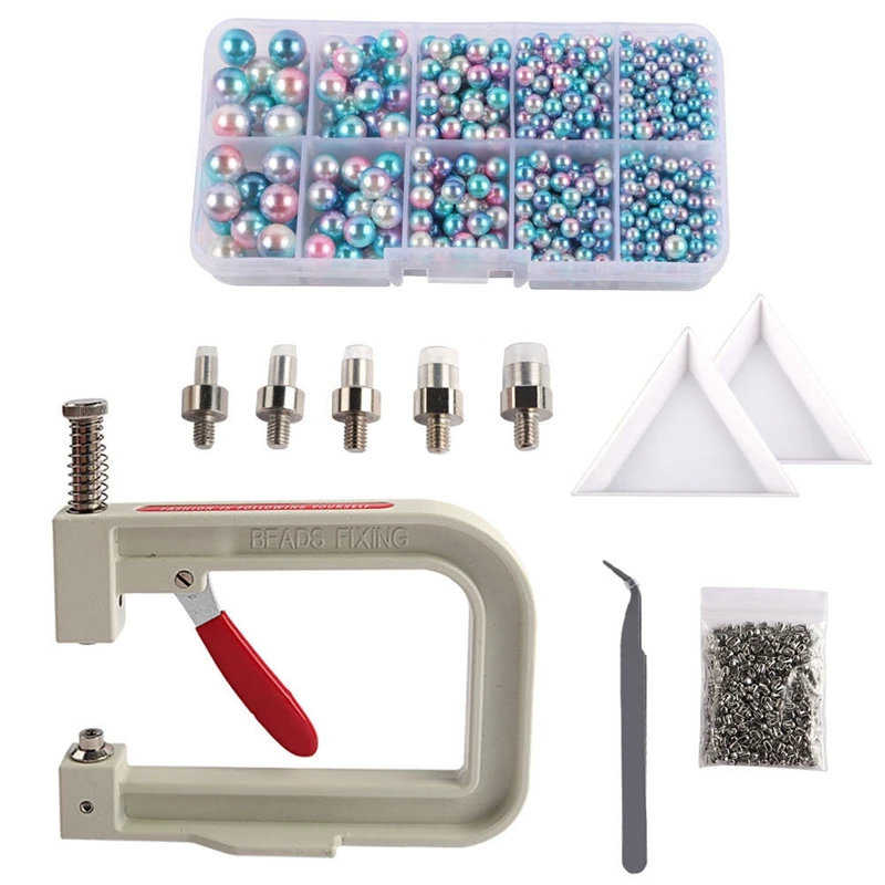 

Manual Punching DIY Pearl Setting Machine Rhinestones Beads Rivet Fixing Machine Skirts Hand Press Tools For Clothes