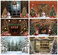 merry christmas backdrop for photography santa fireplace tree gift decoration baby portrait family party decoration photostudio