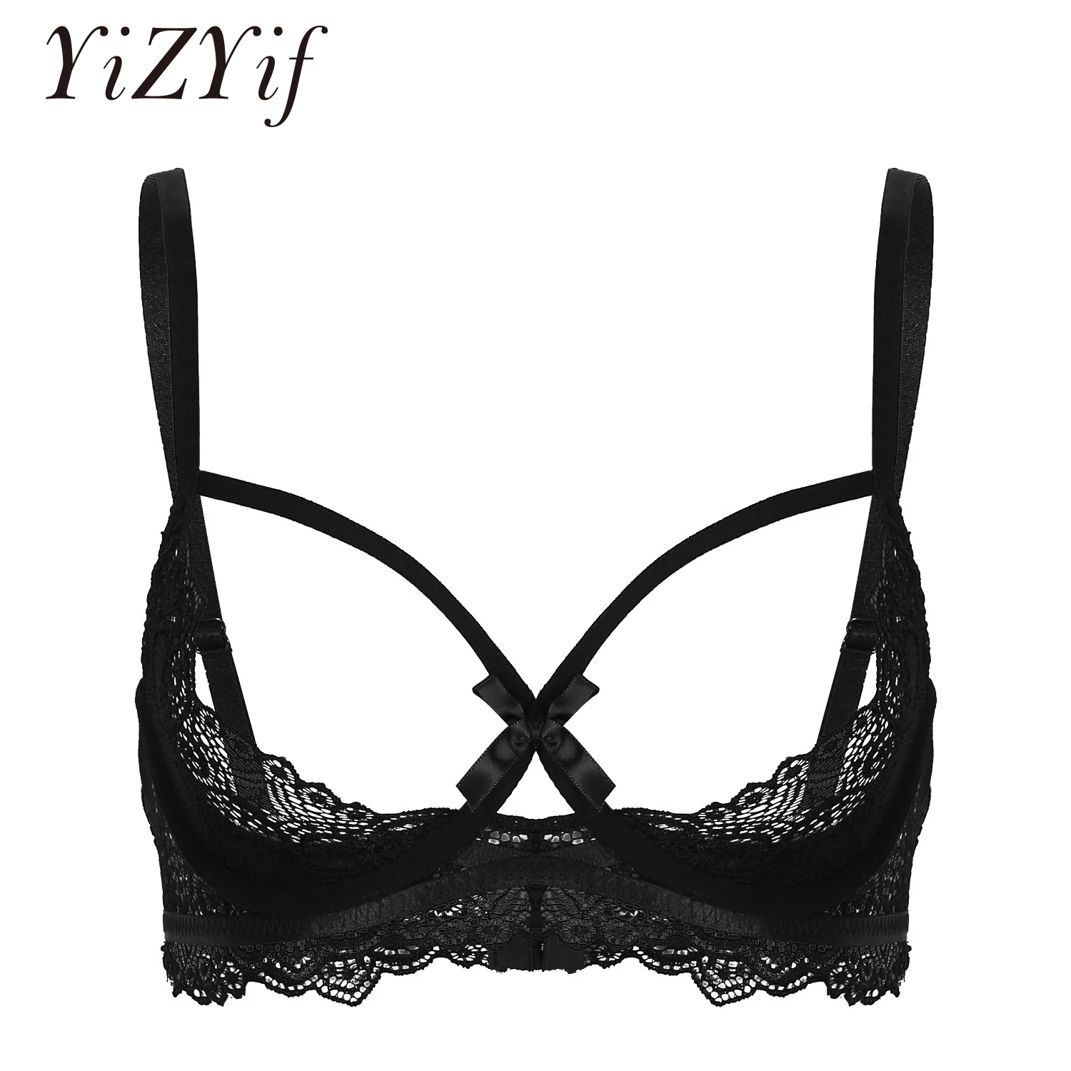 Бюстгальтер женский с открытой чашкой до колена экзотический прозрачный