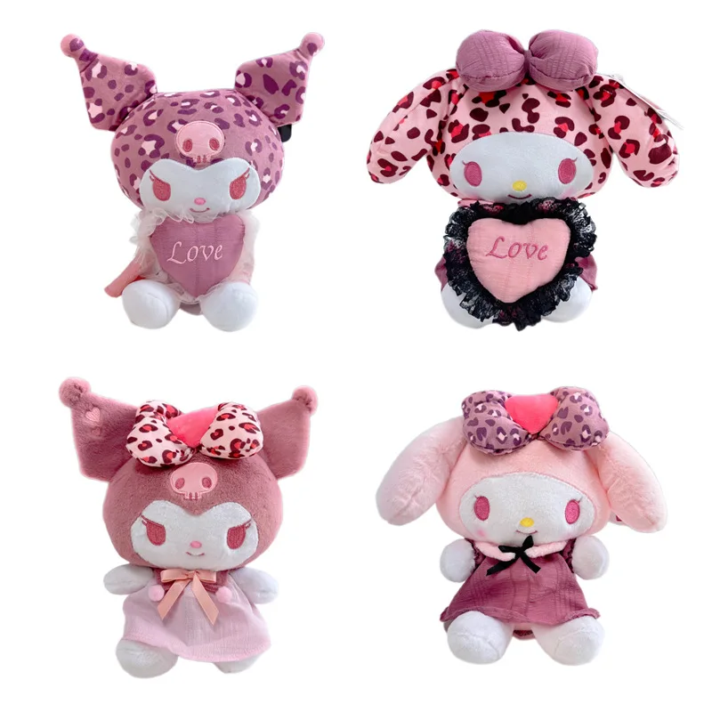

Оригинальная милая плюшевая кукла Sanrio Kuromi My Melody Leopard Love Series, милая мультяшная плюшевая кукла, мягкие игрушки, подушка, украшение для комнаты, ...