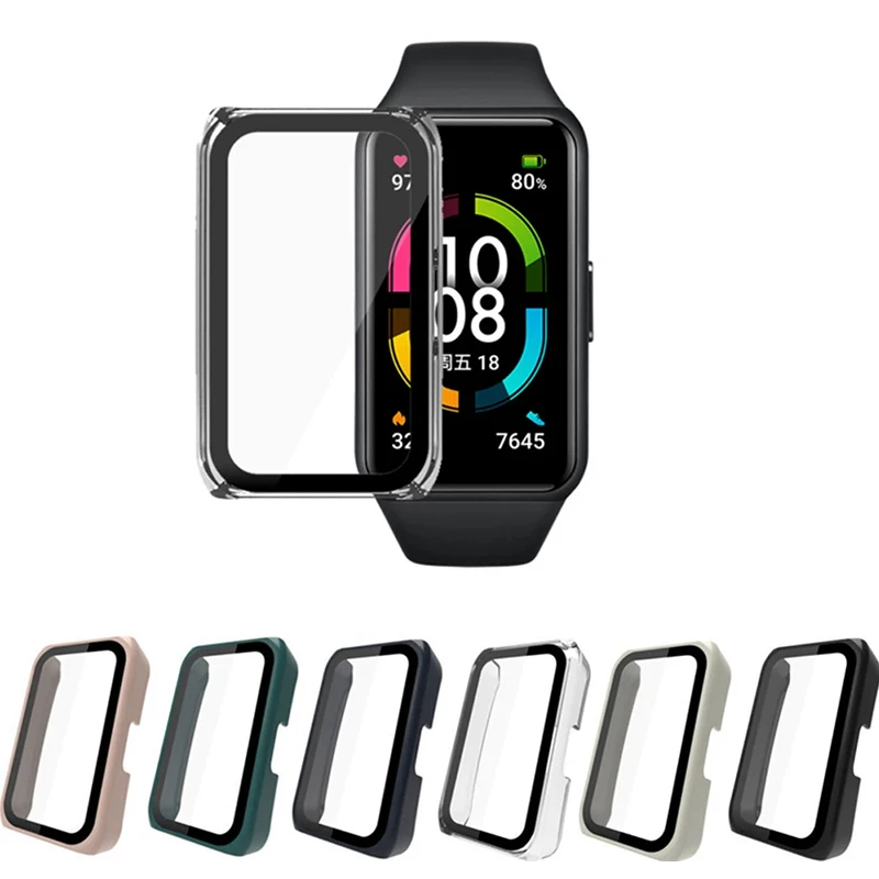 

Стекло + чехол для Huawei band 8 Smartband PC, универсальный бампер, защитная крышка, Защита экрана для Huawei band 8, аксессуары