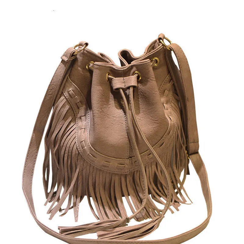 

2022 Winter New Fashion Casual bucket Women Tote Bag Ladies vintage Portable tassel Shoulder Bags for Women Messenger Bags bolsa