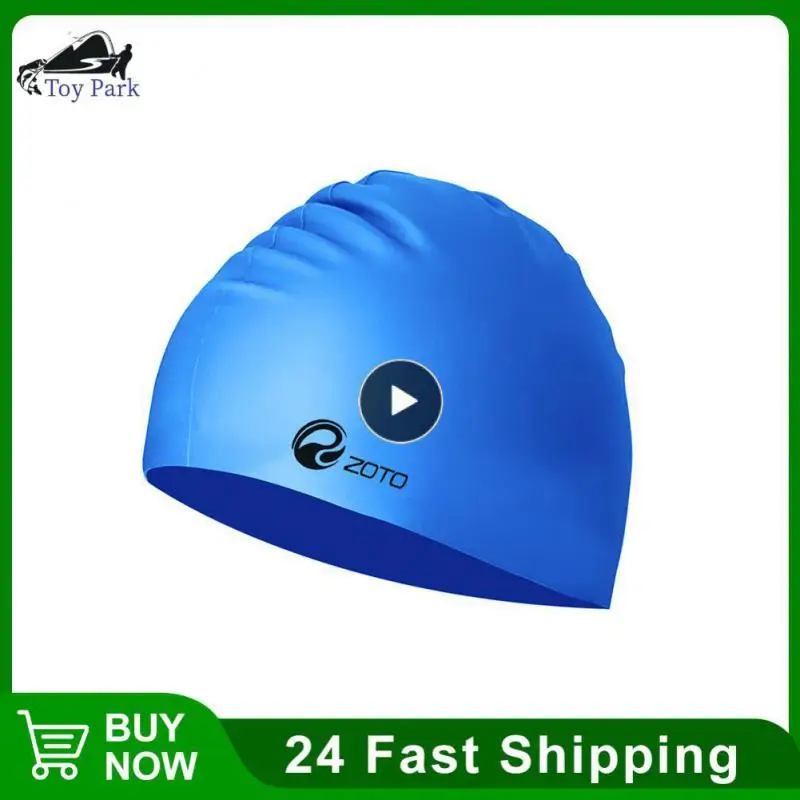 Swim Cap Long Hair Waterproof Swimming Cap Nylon Material Unique Size Monochrome Silicone Swim Cap Portable Good Elasticity