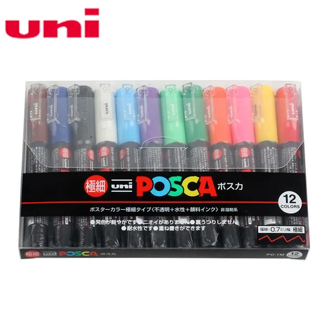 Набор маркеров UNI POSCA, поп-реклама, постер, граффити, ручка для заметок, цвет глянцевый, разноцветная ручка, PC-1M, PC-3M