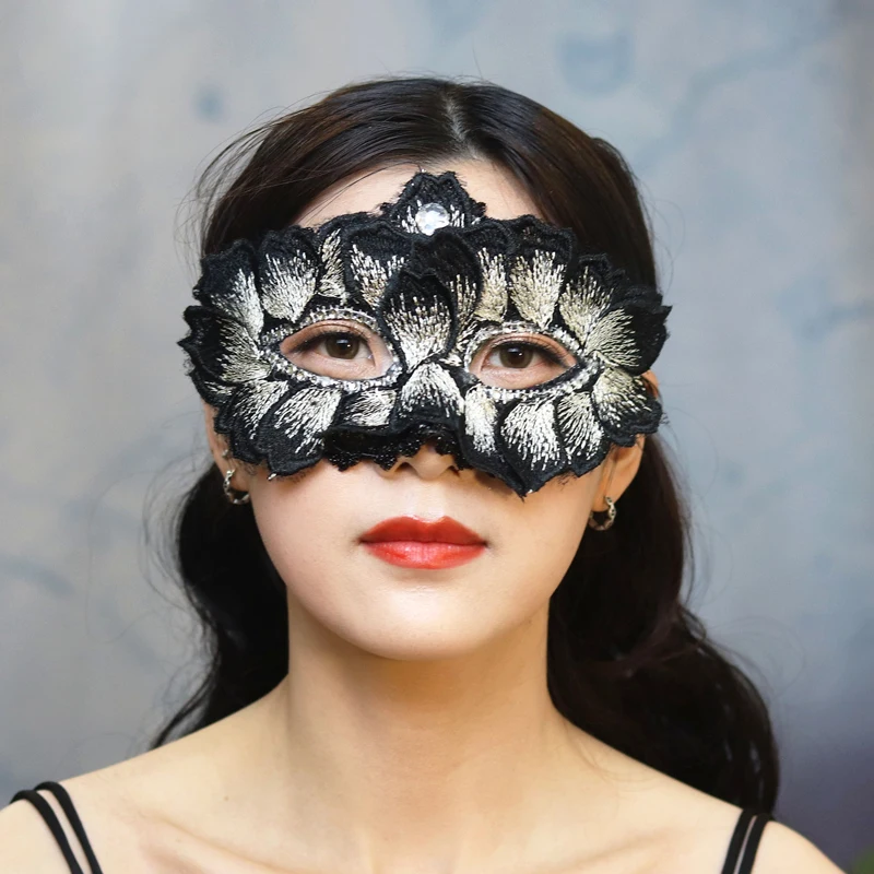 

Gothic Anime Half Face Mask Cosplay Eye Mask Women’s Black Lace Party Masks Halloween Masquerade Evening Mask