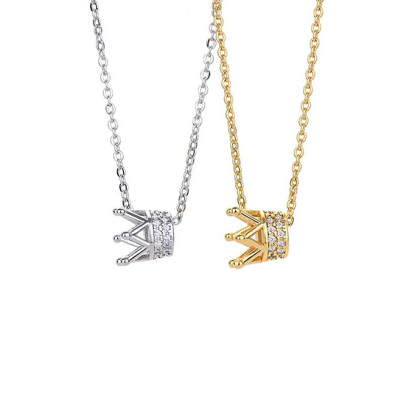 

Original Zircon Crown Necklace For Women Chain Electroplating Platinum Gold Fashion Jewelry With Pendant