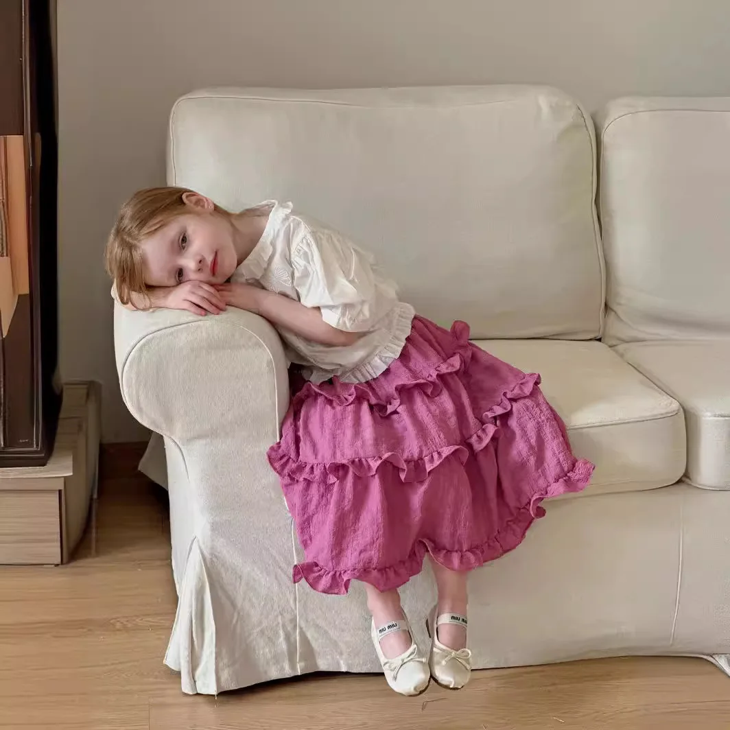 Топ для маленьких девочек новинка 2024 летняя детская корейская рубашка с