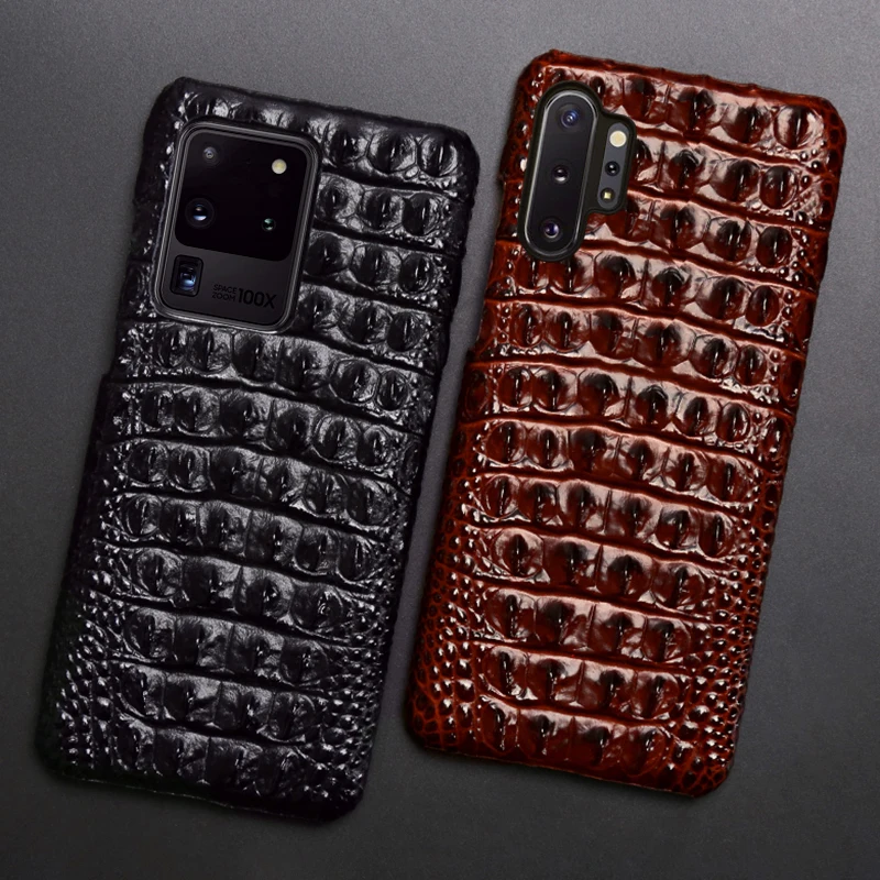 

Deluxe Genuine Leather Case For Samsung Note20 S20 S21 Ultra S10 S9 S8 Note10 A50 A51 A71 3D Alligator Crocodile Back Texture