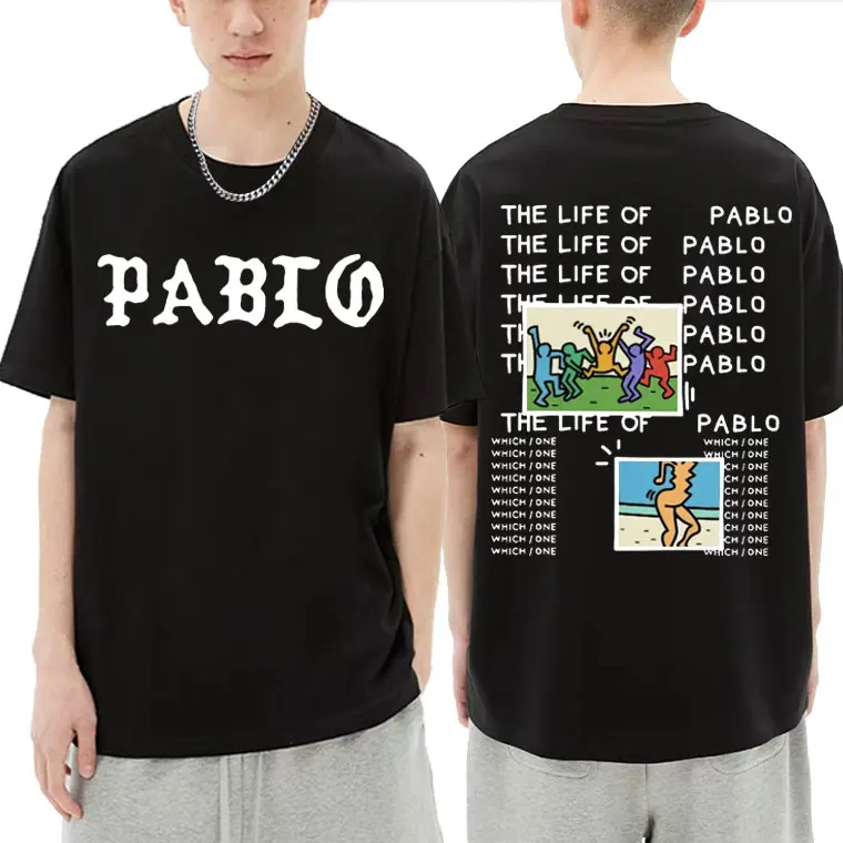 

Rapper Kanye West PABLO Tshirt THE LIFE OF PABLO Album Graphics Print T-shirt Men Women Hip-Hop Oversized Tees Men's Streetwear