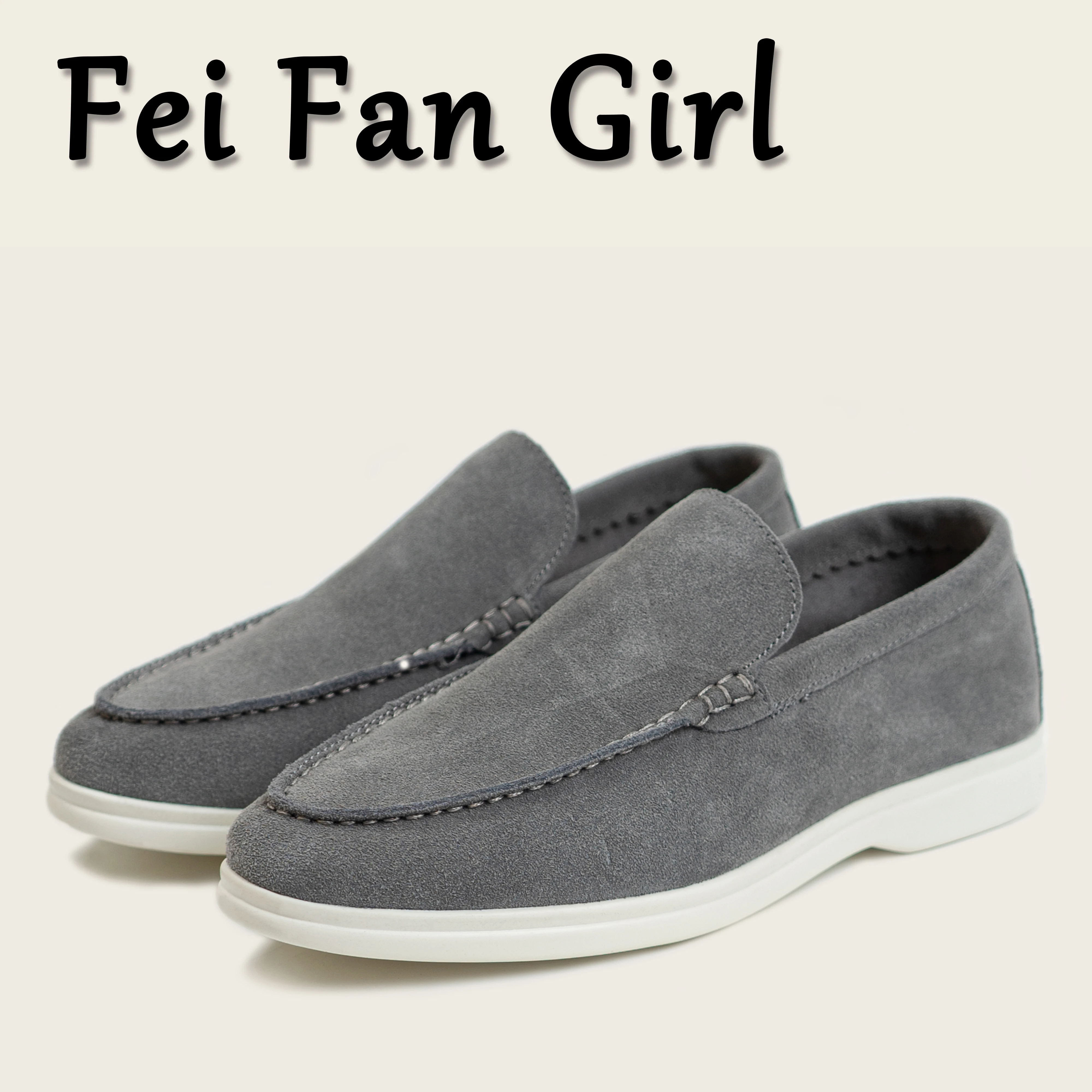 Genuine Leather Women's Loafers Flat Bottom Casual Shoes Women's  Metal Lock Design Tassel Metal Buckle Slip-On Mules